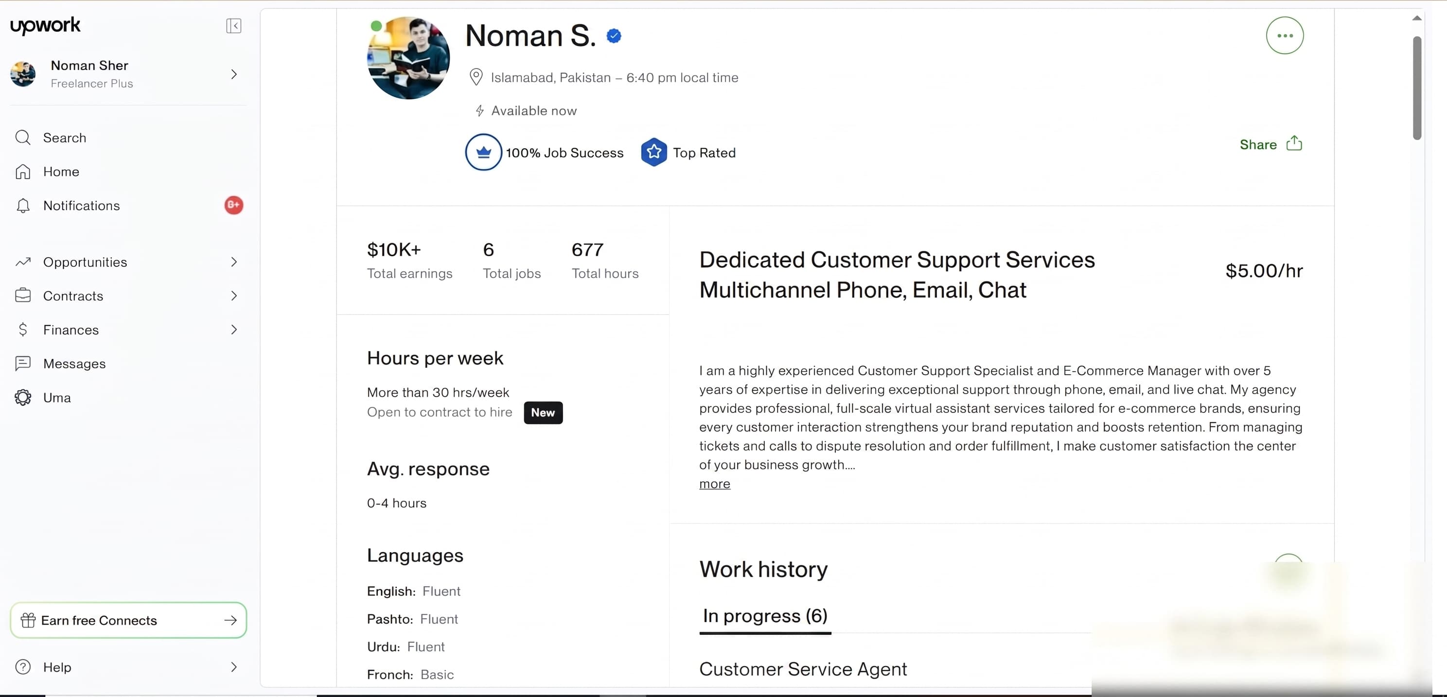 Upwork profile — Top Rated